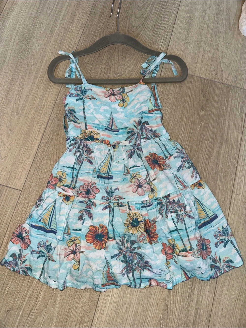 Kenny Flowers Light Blue Tropical Tie-Strap Sundress